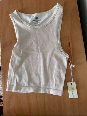 Ocean Drive Cream Ribbed Crop Tank